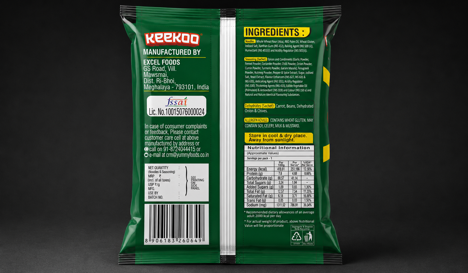 Keekoo Veg Atta Noodles High in Dietary Fiber
