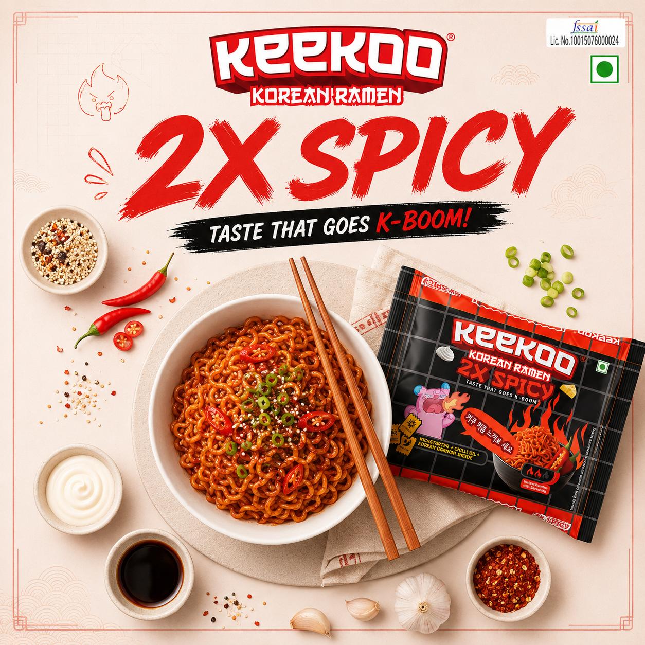 Keekoo Korean Ramen – 2x Spicy | 5-in-1 Pack
